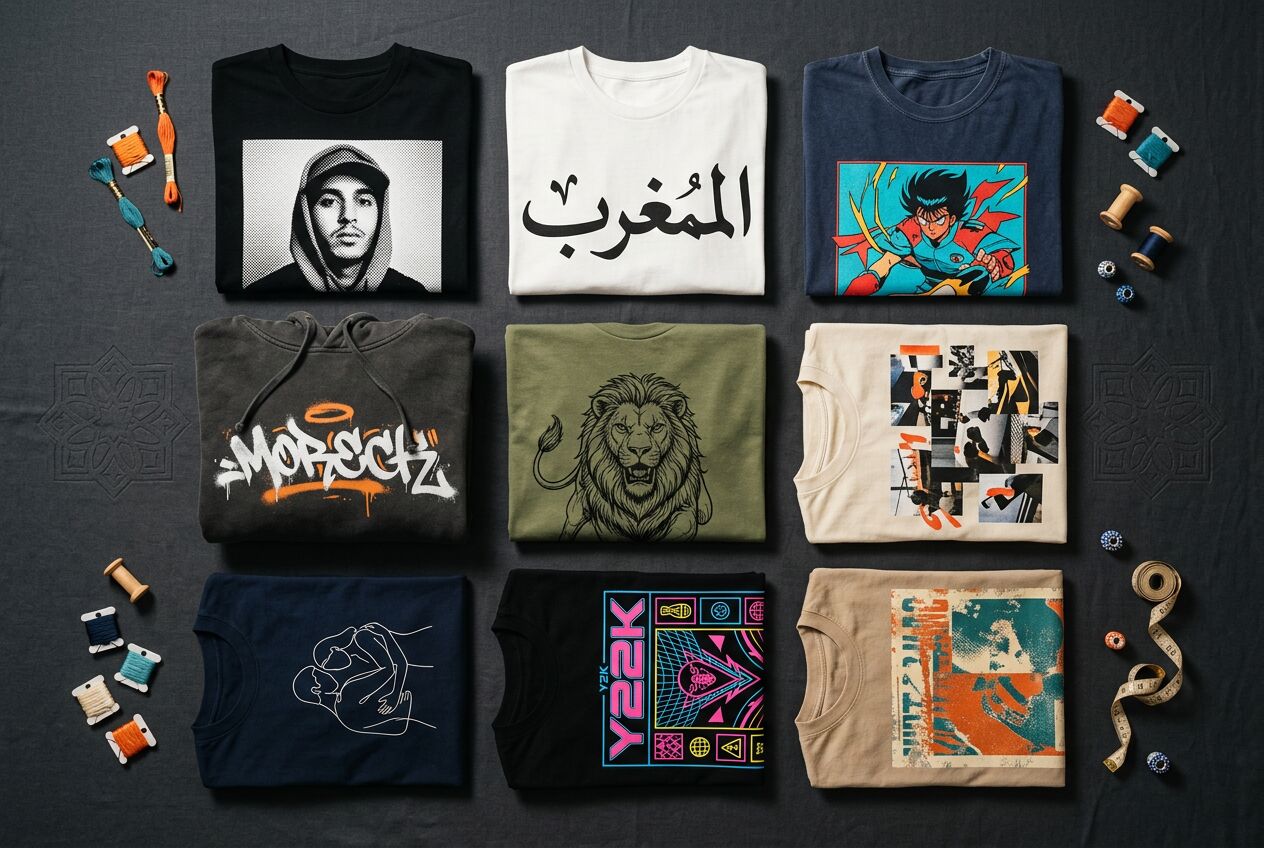 Massive grid of printed t-shirts